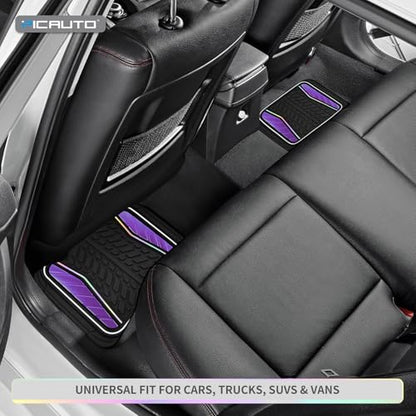 PIC AUTO Car Floor Mats, Purple Aluminum-Molded with Full-Circle Iridescent Inlay Strip Car Mats, Universal-Fit Rubber Mats for Cars, Trucks & SUVs, All-Weather, Non-Slip, Easy-to-Clean Interior Mats - color: Purple