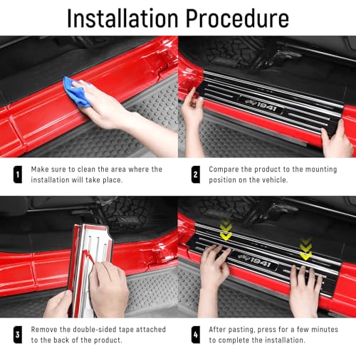 Door Sill Guards Compatible with Jeep Wrangler JL JLU 2018-2026 & Gladiator JT 2020-2026 Accessories Stainless Steel Material Black Brushed Texture Front and Rear Door Sill Protector - size: 4-Door (Black Brushed Texture)