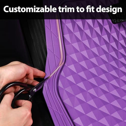 CAR PASS Heavy Duty Rubber Purple Car Floor Mats & Cargo Liners, Deep Dish All-Weather Trunk Mats Durable Anti-Slip 3D Rhombus Waterproof Trim to Fit Liner Universal Fit Auto,Sedan,SUV,Truck, Purple - color: purple with cargo liner