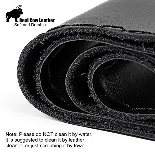 SEG Direct Genuine Leather Steering Wheel Cover, Stitch On Wrap, 15 Inch Steering Wheel Wrap for Car Truck SUV Pickup Boat, DIY Sewing with Needle Thread, Black - color: Black