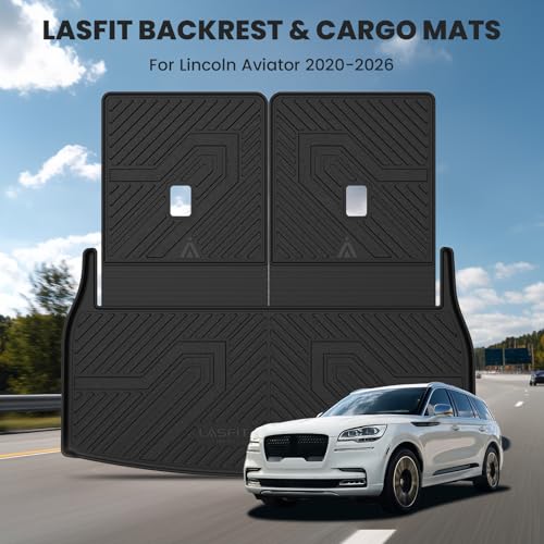 LASFIT Trunk Mat & Backrest Mats for Lincoln Aviator 2026 2025 2024 2023 2022 2021 2020, All Weather TPE Custom Fit Cargo Liner for Aviator Cargo Mat 2020-2026, Black, Easy to Clean - size: 2020-2026|For Lincoln Aviator|Trunk&Backrest Mats