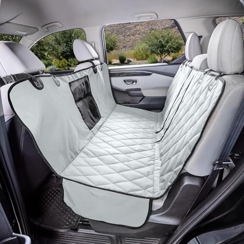 4Knines Dog Hammock for Cars, SUVs, and Small Trucks with Mesh Window (Regular, Grey) – Rear Seat Cover for 60/40 Split Bench w/Armrest & Seatbelt Access – Heavy Duty, Waterproof, Easy to Install - color: Grey