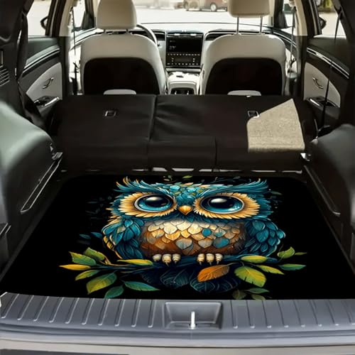 Universal Car Trunk Mat, All Weather Trunk Protection Cargo Liner, Stylish Vehicle Interior Accessories, Durable Cargo Mat Rear Trunk Line Suitable for Most Car (Cute Owl Print, 29" x 39") - color: Cute Owl Print