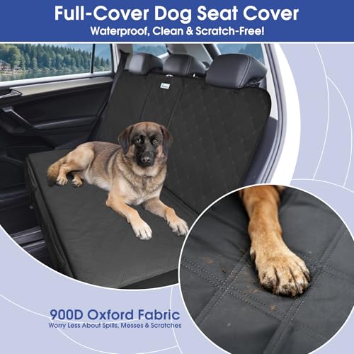 Upgraded 900D Heavy Duty Dog Back Bench Seat Cover, Car Seat Protector, Seatbelt & Armrest Compatible, Waterproof & Non‑Slip for Dogs & Kids, Fits Most Cars, SUVs & Trucks - size: Medium-54"W