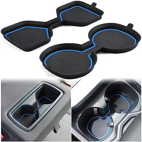 Auovo 3D Cup Holder Inserts for Toyota RAV4 Accessories 2025 2024 2023 2022 2021 2020 2019 Silicone Center Console Cup Holder Coaster Liner Mat Pad Interior Trims (Blue, 2pcs kit) - color: Blue, size: 2PCS