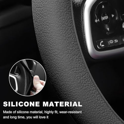 DXNQ Car Steering Wheel Cover, 13 to 14.17 inches Anti-Slip Silicone Steering Wheel Protector, Soft Flexible Shock-Absorbent Steering Wheel Protective Cover for Most Car Models (Black) - color: Black