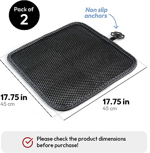 carrotez 2 Pack Double Breathable 3D Air Mesh Cool Seat Cushion Pad for Cars Seats, Home Office Chairs, Wheelchairs, 17.75" x 17.75" - Black