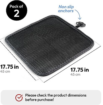 carrotez 2 Pack Double Breathable 3D Air Mesh Cool Seat Cushion Pad for Cars Seats, Home Office Chairs, Wheelchairs, 17.75" x 17.75" - Black