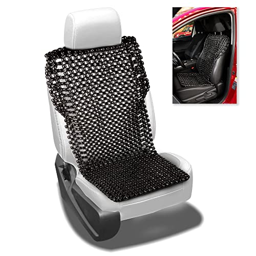 Zento Deals Bead Seat Cover Black Royal Wood Massage Cool Premium Comfort Cushion- Reduces Fatigue the Car or Truck or Your Office Chair