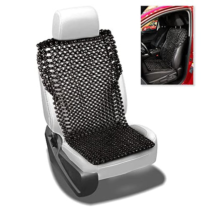 Zento Deals Bead Seat Cover Black Royal Wood Massage Cool Premium Comfort Cushion- Reduces Fatigue the Car or Truck or Your Office Chair