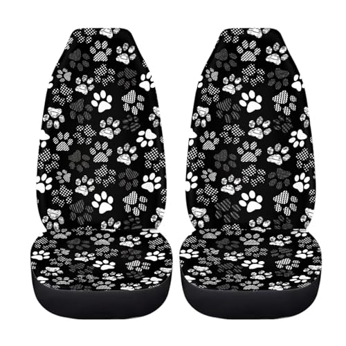 Dreaweet White Dog Paw Car Seat Covers Front Seats Women Cute Car Accessories for Girly Universal Car Seat Cover Soft Front Seat Covers for Cars SUV Trucks Van - color: White Dog Paw