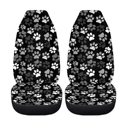 Dreaweet White Dog Paw Car Seat Covers Front Seats Women Cute Car Accessories for Girly Universal Car Seat Cover Soft Front Seat Covers for Cars SUV Trucks Van - color: White Dog Paw