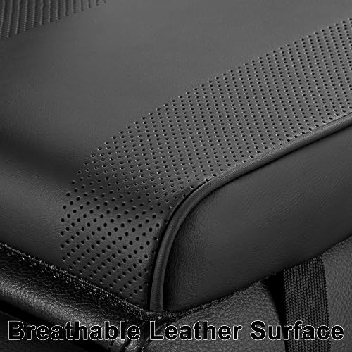 SEG Direct Car Center Console Cover, Breathable Leather Auto Armrest Cover, Memory Foam Arm Rest Cushion, Universal Car Seat Box Cover Car Interior Accessories, Black - color: Black Leather