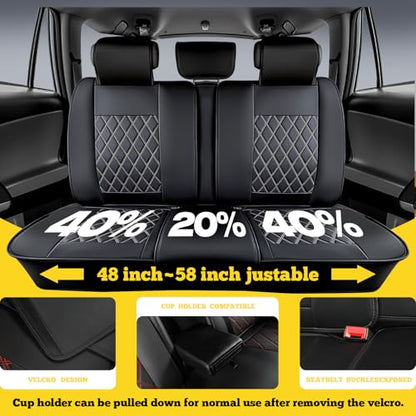 LINGVIDO Car Seat Covers Full Set (5 Seats) - Premium Perforated Nappa Leather, Waterproof Shield, Omni-Adapt Fit SUVs Sedans, Ultimate Family & Pet Protection - color: Black & Gray Line, size: Full Set (5 Seats)