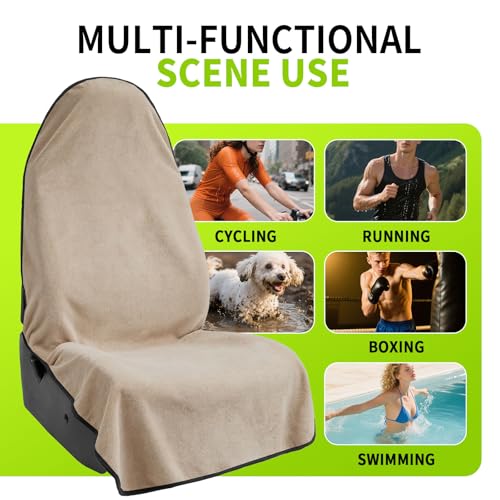 Leader Accessories Towel Waterproof Car Seat Cover Beige for Trucks SUV Seats Fitness Athletes Pets Gym and Water Sport - color: Towel Beige 1pcs