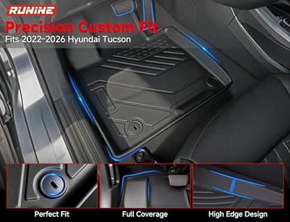 Floor Mats for Hyundai Tucson 2022-2025 2026(Excluding Hybrid & PHEV), All Weather Protection Custom Floor Mats Trunk Cargo and Car Windshield Cover Set for Car Accessories,Car Floor Liners Set - size: Hyundai Tucson 2022-2026