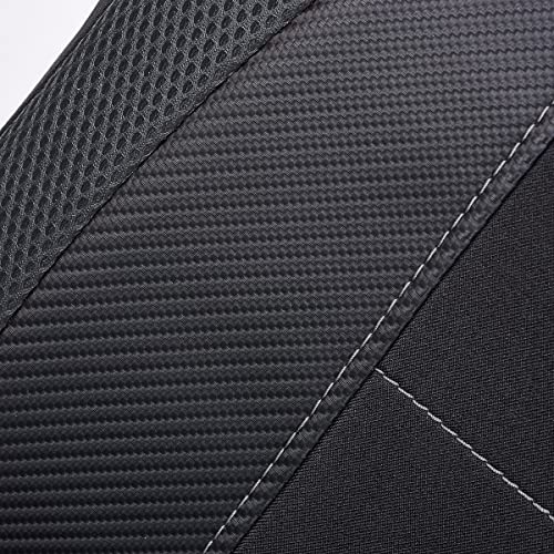Flying Banner car seat Covers Quality Carbon Fiber Air Mesh Fabric Sport Low High Back Bucket Back Pocket Arm Rest (2 Fronts-Low Bucket-Built-in Seatbelt Compatible, Gray) - color: Gray -- Built-in Seatbelt Compatible, size: 2 Fronts--Low Bucket--Built-in