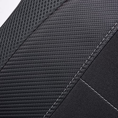 Flying Banner car seat Covers Quality Carbon Fiber Air Mesh Fabric Sport Low High Back Bucket Back Pocket Arm Rest (2 Fronts-Low Bucket-Built-in Seatbelt Compatible, Gray) - color: Gray -- Built-in Seatbelt Compatible, size: 2 Fronts--Low Bucket--Built-in
