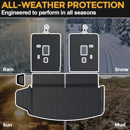 Cargo Mat for 2016-2025 Dodge Durango 6/7 Passenger Accessories, Full Coverage All Weather TPE Protector Cargo Mat with Backrest Mat Trunk Mat Cargo Liner for 2025 Durango RT Accessories