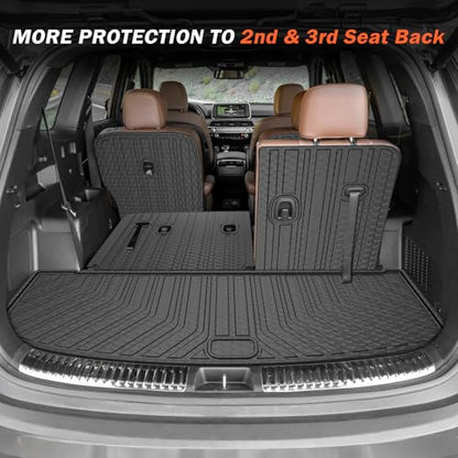KUST Floor Mats Set for 2020-2025 Kia Telluride Accessories (7 Seats), Rear Cargo Trunk Liner with 2nd/3rd Row Backrest Kick Mat All Weather Protection TPE Rubber Raised Edge, Full Set of 9pcs - style: For │ Telluride 7 Seats 2020-2025 │ Full Set