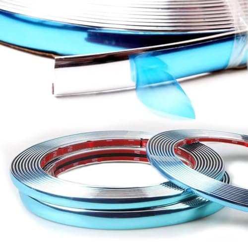 Width:1/2 inch (12mm) Self Adhesive Auto Trim Molding Strip Scratch-Proof Car/Truck/RV Exterior and Interior Molding Trim Universal Bumper Window Door Body Side Decorative Strip (24Ft, Chrome Silver) - color: Chrome Silver, size: 24Ft
