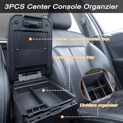 3PCS Center Console Organzier Compatible with Toyota Tacoma 2016-2023 Accessories Tray Hidden Box Divider ABS Material Insert - color: 3PCS