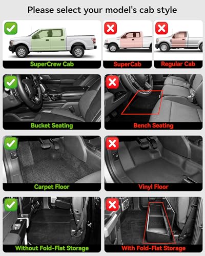 3W Floor Mats (with Metal Pedals) for Ford F-150 2015-2026 & F150 Lightning 2022-2025 SuperCrew (w/o Fold Flat Storage), TPE All Weather Custom Fit, Front & Rear 3PCS | Heavy Duty, Easy Clean - Black - size: 1.F150 2015-2026 Upgraded Floor Mats w/o Storag