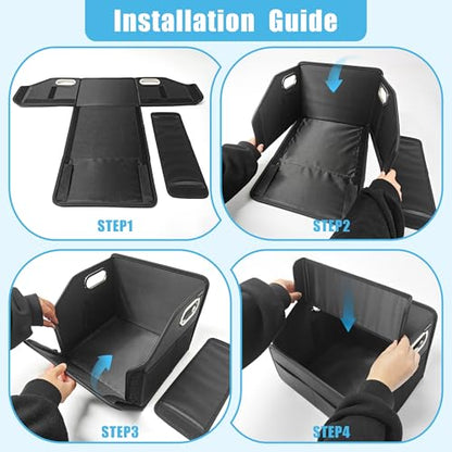 Leather Car Organizer Front Seat Organizer with Metal Handles,Black Car Organizer for Passenger Seat Organizer