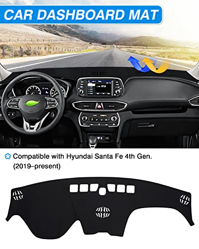 CARTIST Dashboard Cover Custom Fit for Hyundai Santa Fe 2019 2020 2021 2022 2023 Accessories Dash Cover Mat Pad Black （Without HUD） - size: Hyundai Santa Fe 2019-2023（Without HUD）