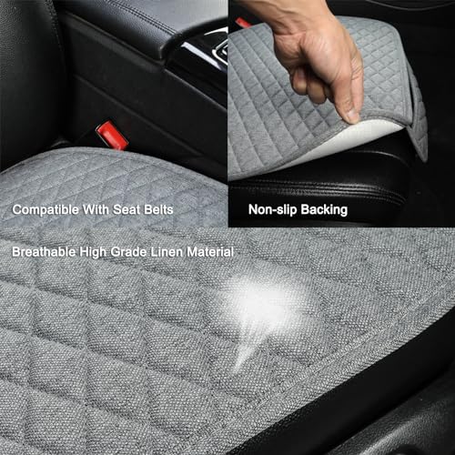 Linen Car Seat Covers,Bottom Seat Covers for Cars Include 1 Pair Front Driver Seat Pad Mat and 1 Rear Bench Cover Universal Fits 90% Vehicles,SUVs,Cars,Sedans(3Piece-Gray) - color: Gray, size: 2 Front Seat Covers+1 Rear Bench Seat Cover