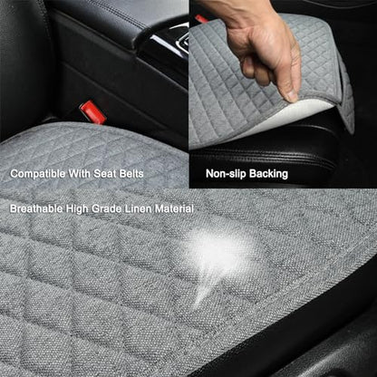 Linen Car Seat Covers,Bottom Seat Covers for Cars Include 1 Pair Front Driver Seat Pad Mat and 1 Rear Bench Cover Universal Fits 90% Vehicles,SUVs,Cars,Sedans(3Piece-Gray) - color: Gray, size: 2 Front Seat Covers+1 Rear Bench Seat Cover