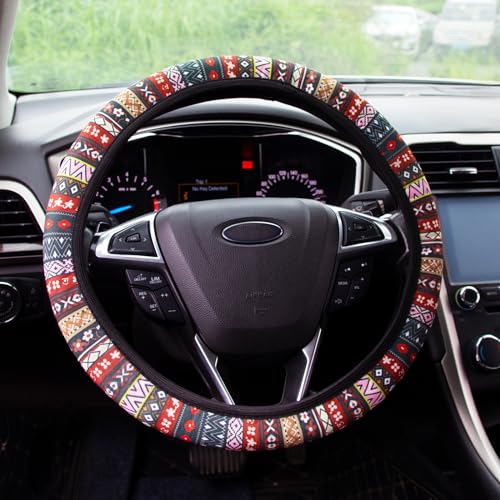Steering Wheel Cover for Women Boho Universal Steering Wheel Covers Protector Car Accessories for Car 15 inch (Boho) - color: Boho