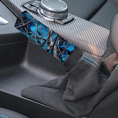 Blue Camo Hunting Forest Car Gear Shift Cover and Handbrake Covers Set 2 Piece Anti-Slip Car Handbrake Cover with Gear Shift Knob Covers Universal Fit for Most Vehicles - color: Camo Hunting Forest Blue
