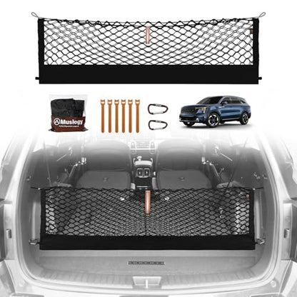 Truck Bed Cargo Net Trunk Netting Compatible with 2021-2024 2025 2026 Kia Sorento Accessories, Pickup Cargo Organizer SUV Sedan Storage Net w/Heavy Duty Carabiners - style: 2021+ Sorento