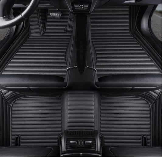 Custom Leather Car Mats, Vehicle-Specific Fit All-Weather Floor Mats, 100% Waterproof Anti-Slip Durable Protection for SUV Truck Sedan, Precision Tailored Protection (Black Horizontal bar) - color: Black horizontal bar