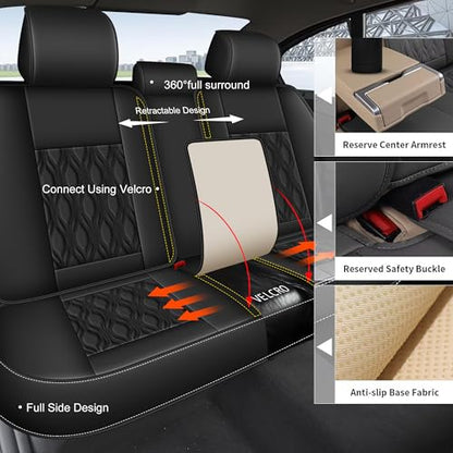 DISUTOGO Rav4 Seat Covers Custom Fit for Toyota Rav4 2013-2023 2024 2025 2026, Luxury Waterproof Leather Car Seat Cover(Full Set, Black) - color: #067 Black, size: 9.RAV4-5 Seat Covers Full Set