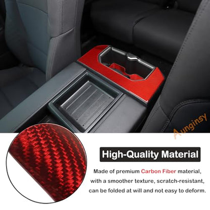 Aunginsy Car Rear Seat Central Armrest Cup Holder Cup Panel Trim Sticker Compatible with Toyota Tundra/Sequoia 2022-2024 Car Back Center Console Cup Holder Decorative Frame Protect Cover Accessories - size: Rear Cup Holder Panel Trim