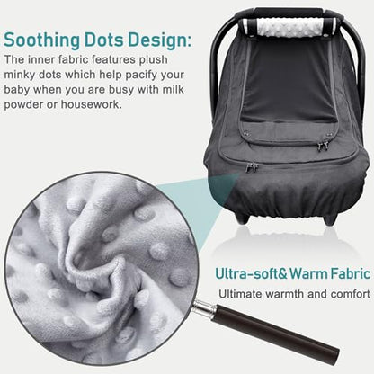 Waterproof Baby Car Seat Cover，YVMVDV Patented Cold Weather Carseat Cover for Babies,Infant Car Seat Cover Canopy for Boy Girls,Windproof Car Seat Canopy, Keeps Babies Warm and Cozy Black - color: Thick-Black
