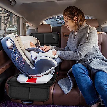Car Seat Protector for Child Car Seat, Durable 600D Fabric Waterproof Car Seat Cover with Thick Pad Non-Slip Backing，No Imprints (Black 2pcs)