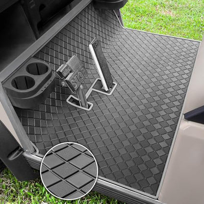 Upgraded Golf Cart Floor Mat for Club Car, 8mm Thick Rubber Full Coverage Liner Mat for Club Car DS 1982-2013 / Villager 1982-2018,Heavy-Duty Non-Slip Mat Replacement-Gray Trim,Abrasion Resistant