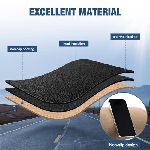 Leather Dashboard Dash Cover Mat Carpet PU Compatible with 2011-2016 Chrysler Town & Country;2011-2020 Dodge Grand Caravan - style: 11-20 Chrysler&Dodge