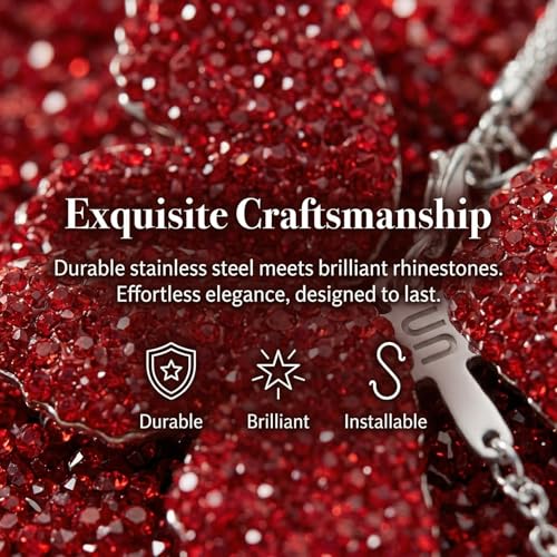 Butterfly Car Hanging Ornament Rhinestone Pendant Rearview Mirror Accessories Red Stainless Steel Car Interior Decoration