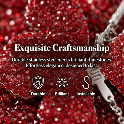 Butterfly Car Hanging Ornament Rhinestone Pendant Rearview Mirror Accessories Red Stainless Steel Car Interior Decoration