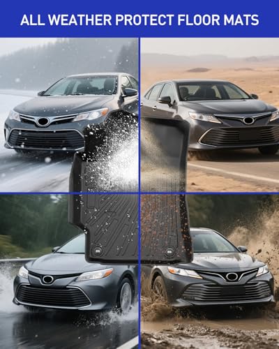 Floor Mats Cargo Liner for Toyota Camry 2017 2016 2015 LE/SE/XSE/XLE(Not for Hybrid), All Weather Carpets for Camry 2015-2017 Car Accessories Non-Slip Automotive Rubber Heavy Duty Trunk Mat