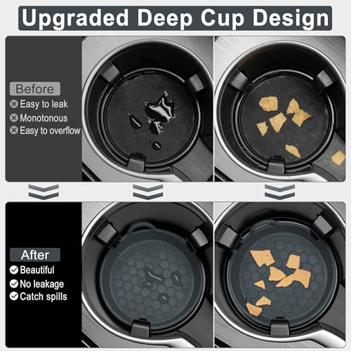 SINGARO Car Cup Holder Coaster, 4PCS Silicone Cup Holder Insert, Universal Non-Slip Cup Holders, Car Interior Accessories for Women and Man, Grey - color: Gray