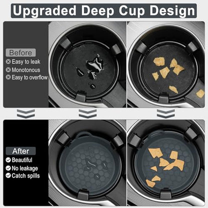 SINGARO Car Cup Holder Coaster, 4PCS Silicone Cup Holder Insert, Universal Non-Slip Cup Holders, Car Interior Accessories for Women and Man, Grey - color: Gray