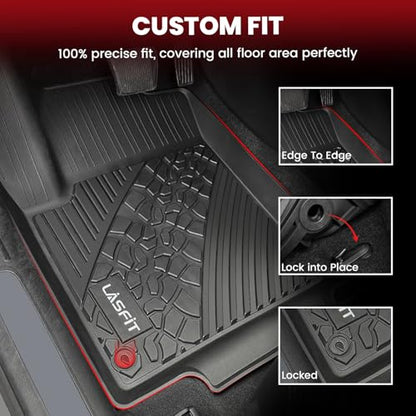 LASFIT Floor Mats for Jeep Cherokee 2015-2023 (Not Fit with Raised Dead Pedal) All Weather TPE Custom Fit Car Mats Floor Liners 1st & 2nd Row, Black - style: Cherokee 2015-2023 Floor Mats