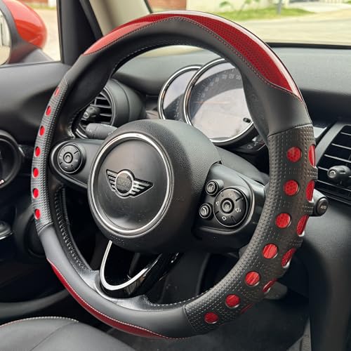Race Grip Steering Wheel Cover, Anti Slip Silicone Perforated Design with Soft Touch Padding, Enhanced Grip for Sporty Driving, Universal 14.5-15 Inch (Racing Red) - color: 2.Red, size: Medium(Standard) Size[14 1/2''-15'']