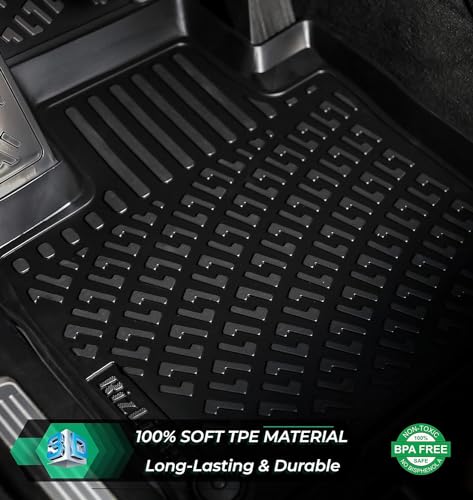RizLiner Ford Explorer 2020-2026 6 Seats Floor Mats Custom Fit Rubber 3D Car Mats Laser Measured 1st & 2nd & 3rd Row Floor Liners All Weather Waterproof Odorless Non-Slip (Front & Rear) - size: Explorer 2020 - 2026 (6 Seats)