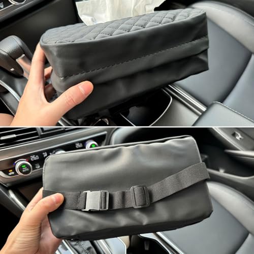 Car Tissue Holder for 120 Standard Tissue Boxes, Facial Tissue Holder for Auto Headrest, Faux Leather Napkin Box Cover, Large Capacity Car Tissue Dispenser Fits for 120 Kleenex Tissues Box (Black) - color: Black